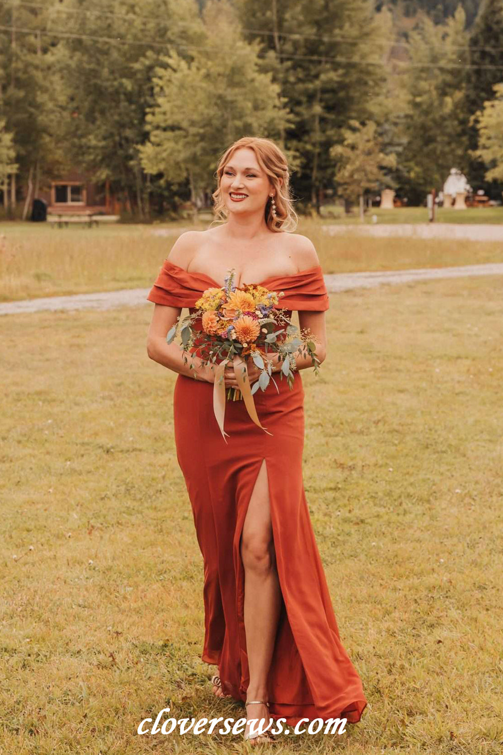 Burnt Orange Mismatched Charming Autumn Wedding Party Bridesmaid Dresses, CB0321 Burnt Orange Mismatched Charming Autumn Wedding Party Bridesmaid Dresses, CB0321