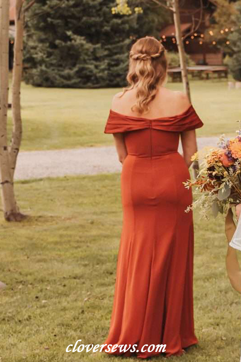 Burnt Orange Mismatched Charming Autumn Wedding Party Bridesmaid Dress clover sew Burnt Orange Mismatched Charming Autumn Wedding Party Bridesmaid Dress clover sew