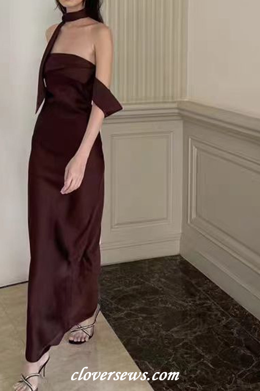 Champagne Gold Satin Mermaid Off The Shoulder with Scarves Long Bridesmaid Dresses, CB0174 US2 / Pic Sage Champagne Gold Satin Mermaid Off The Shoulder with Scarves Long Bridesmaid Dresses, CB0174 US2 / Pic Sage