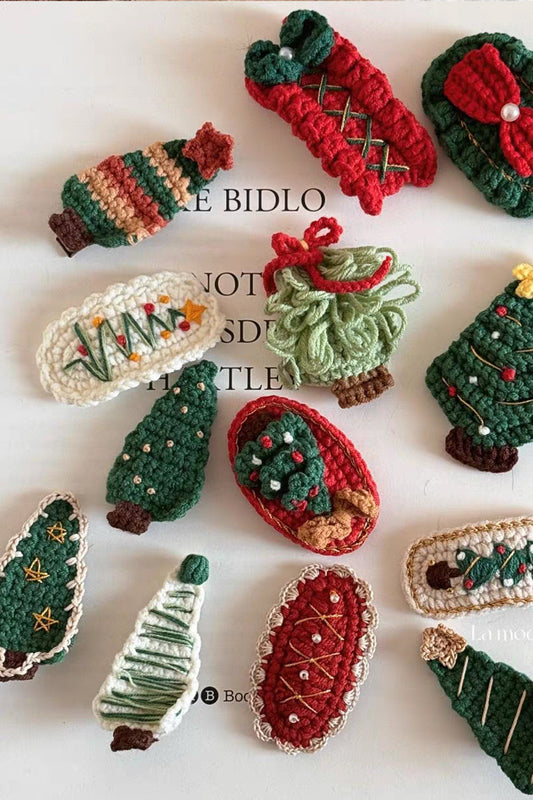 Christmas Series of Cute Yarn Hair Clips, Christmas Tree-shaped Hair Accessories for Autumn and Winter