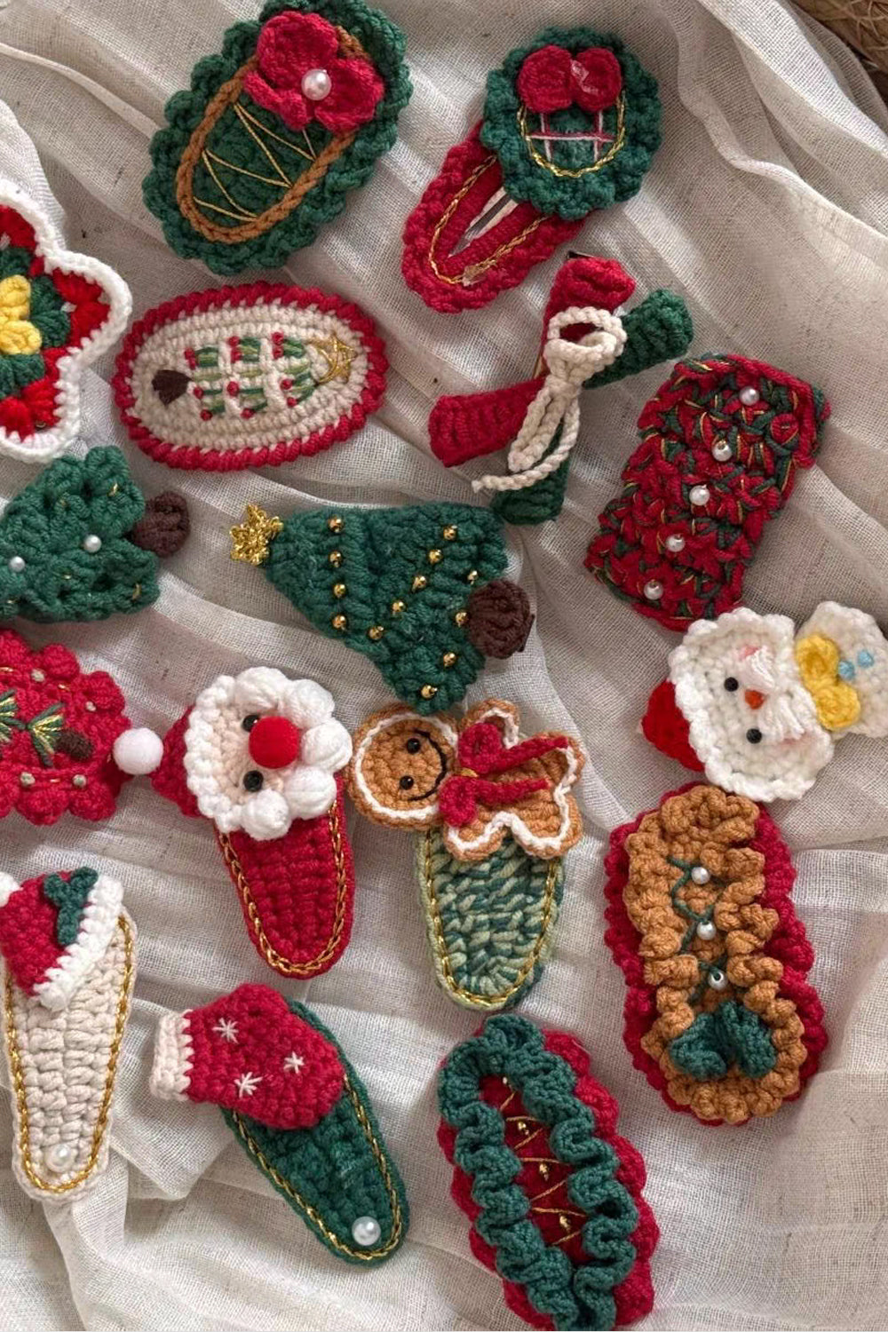 Christmas Series of Cute Yarn Hair Clips for Autumn and Winter