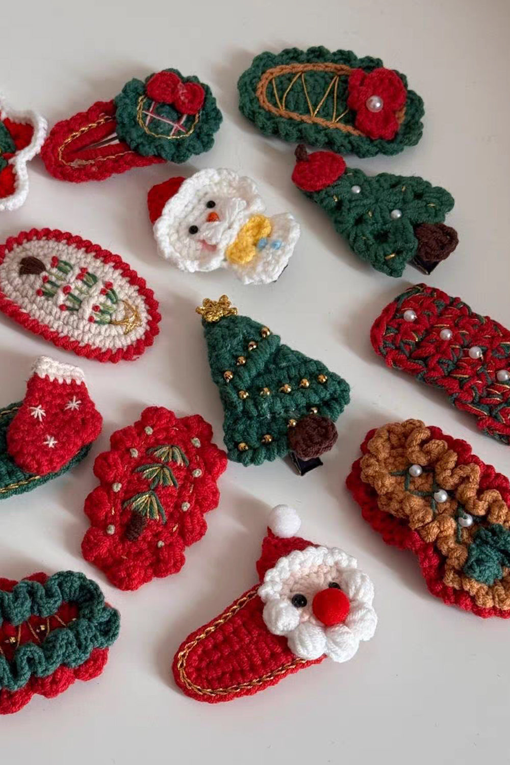 Christmas Series of Cute Yarn Hair Clips for Autumn and Winter