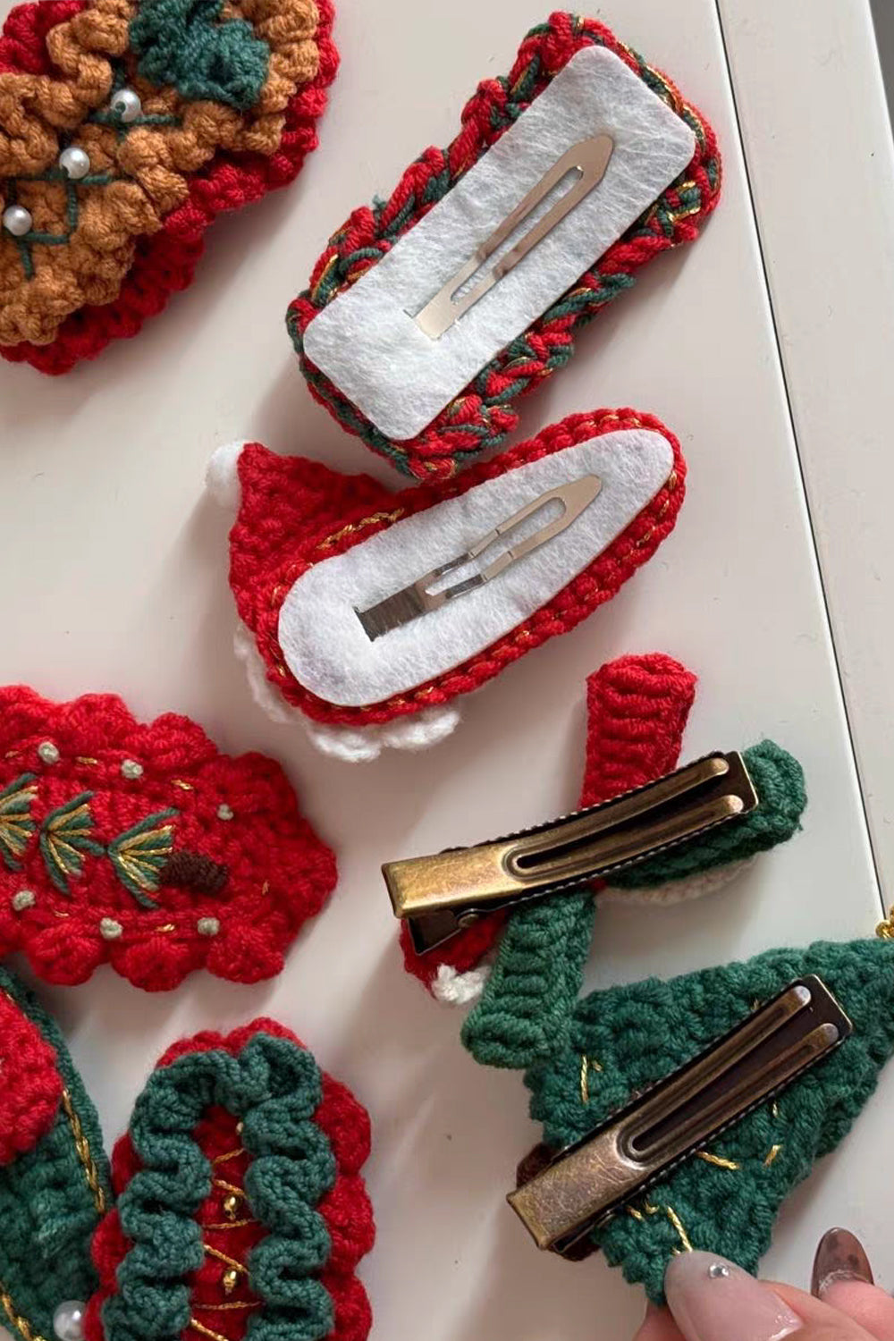 Christmas Series of Cute Yarn Hair Clips for Autumn and Winter