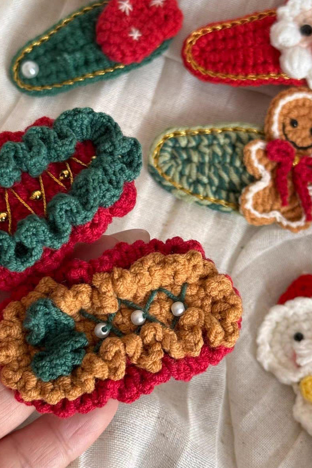 Christmas Series of Cute Yarn Hair Clips for Autumn and Winter