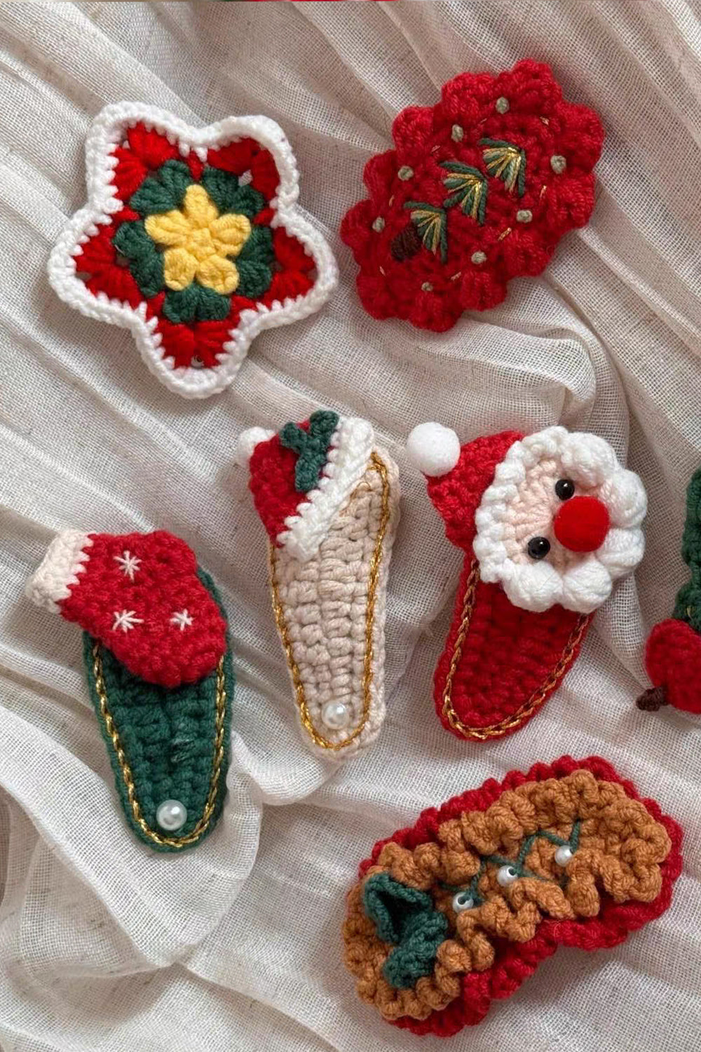 Christmas Series of Cute Yarn Hair Clips for Autumn and Winter