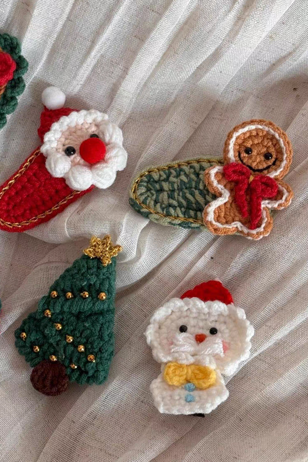 Christmas Series of Cute Yarn Hair Clips for Autumn and Winter