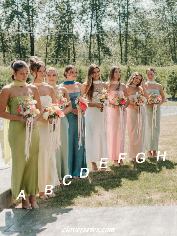Strapless Simple Chiffom Maxi Bridesmaid Dresses Clover