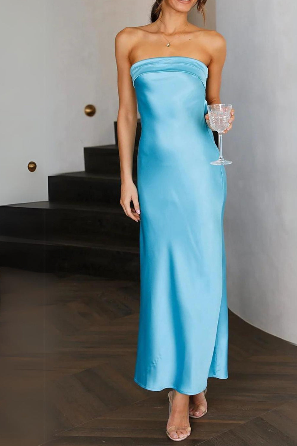 Colorful Wedding Strapless Sheath Silk Stain With Chiffon Scarves Long Bridesmaid Dresses, CB0320 Colorful Wedding Strapless Sheath Silk Stain With Chiffon Scarves Long Bridesmaid Dresses, CB0320