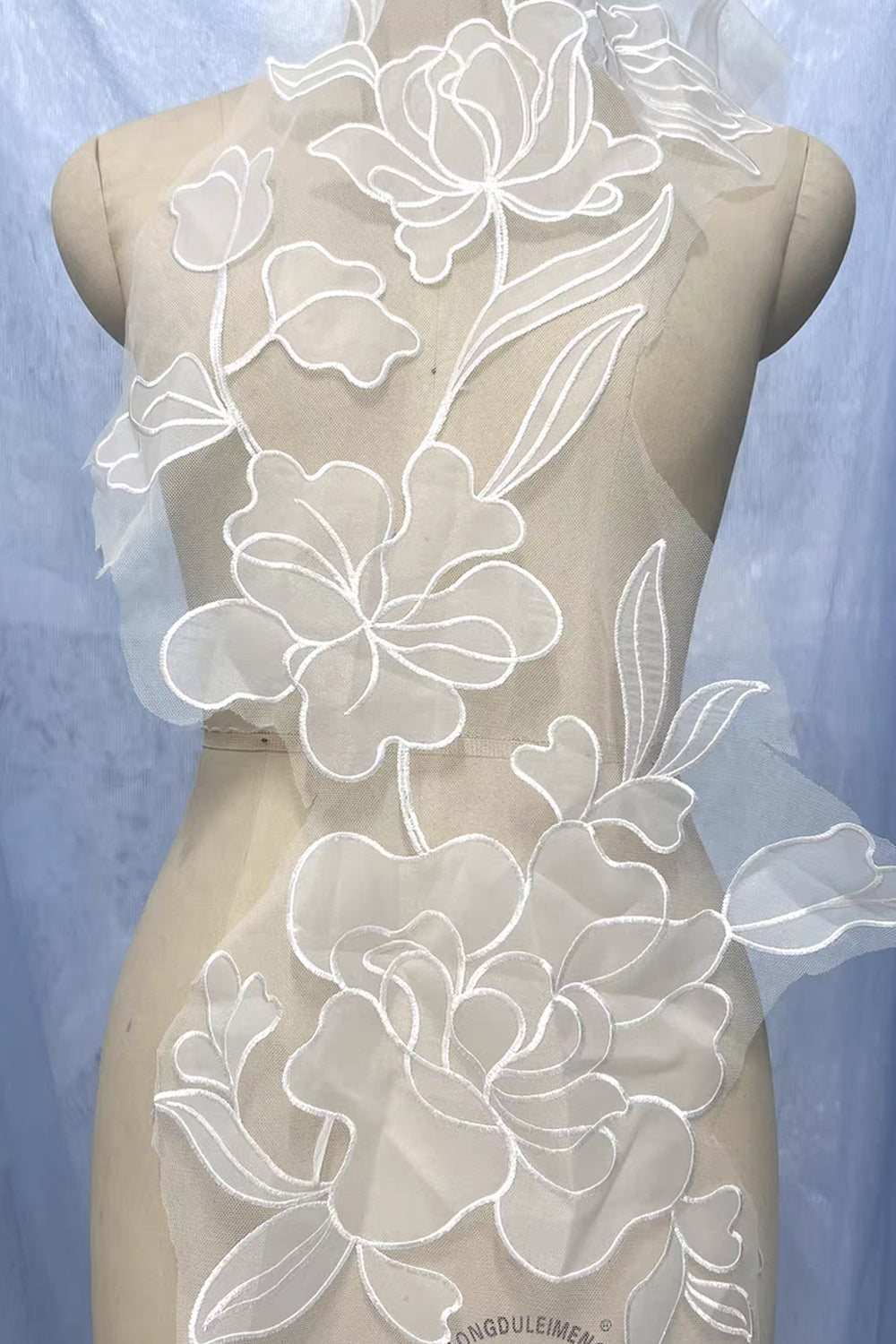 Embroidery Floral Tulle Off The Shoulder A-line Wedding Dresses, CW0435