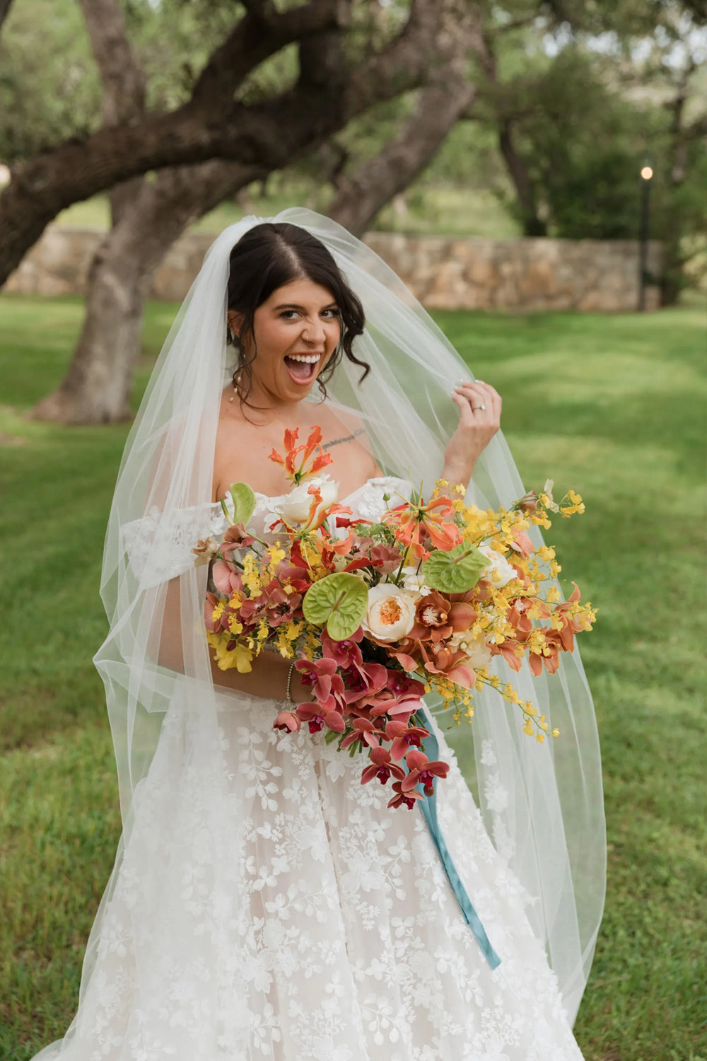 Floral Lace Off The Shoulder Illusion A-line Wedding Dresses, CW0433