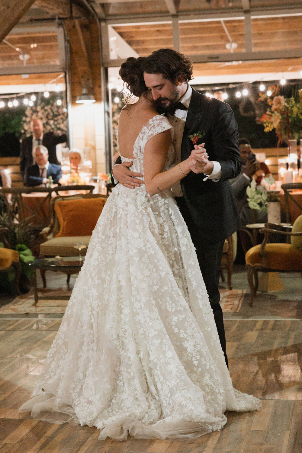 Floral Lace Off The Shoulder Illusion A-line Wedding Dresses, CW0433