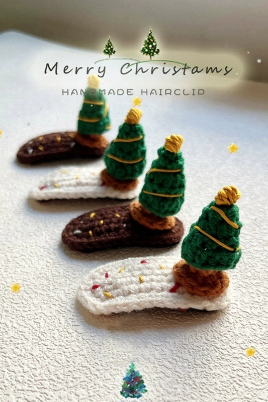 Handmade 3D Yarn Christmas Tree Hair Clips