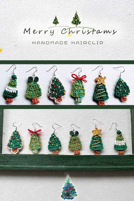 Handmade Yarn Christmas Tree Earrings