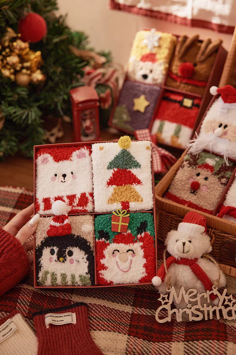 Holiday Gifts Christmas Series Coral Fleece Winter Warm Socks