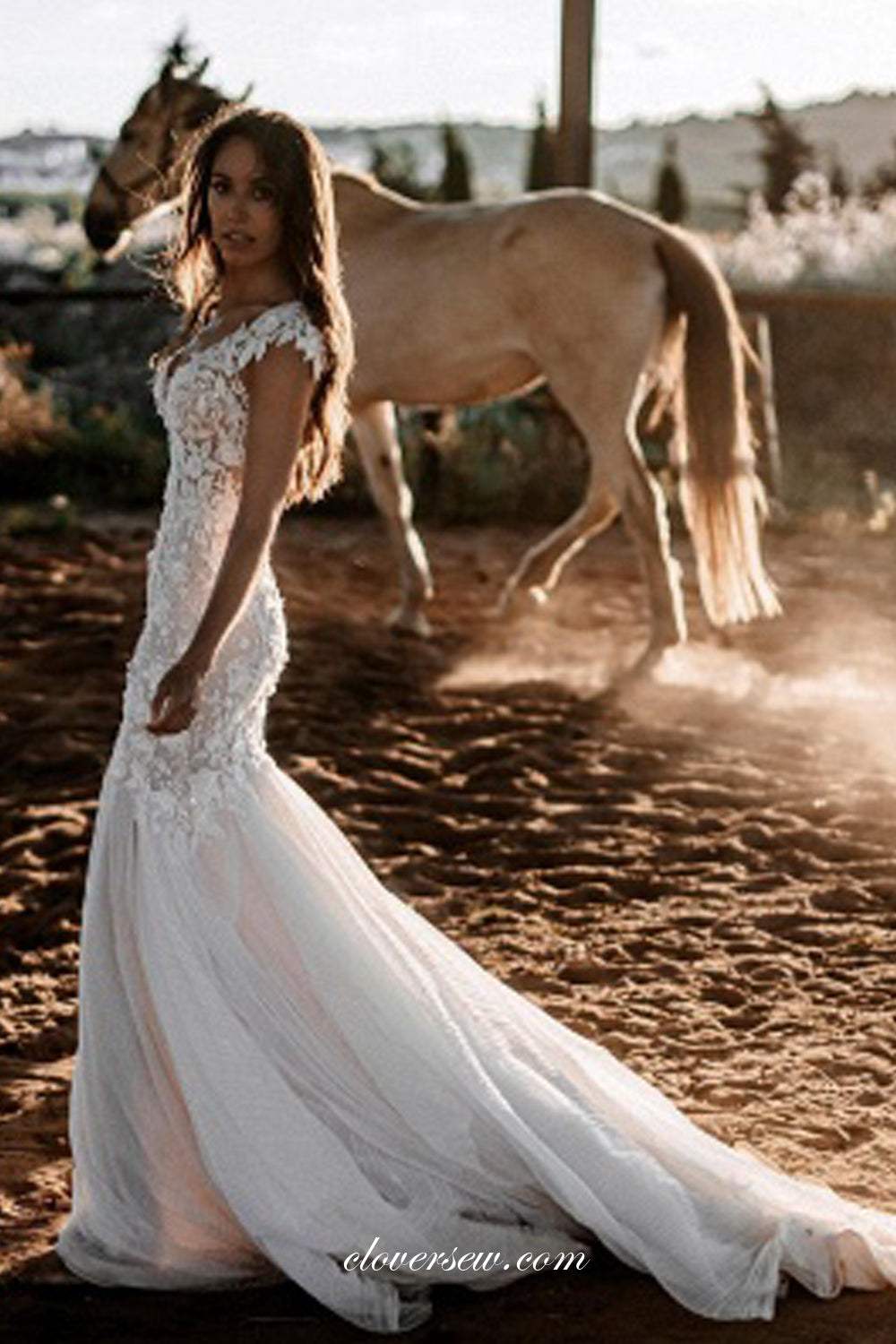 country mermaid wedding dresses Country Lace Mermaid Summer Wedding Dress Destination with Off-the-Shoulder Appliques and Open Back