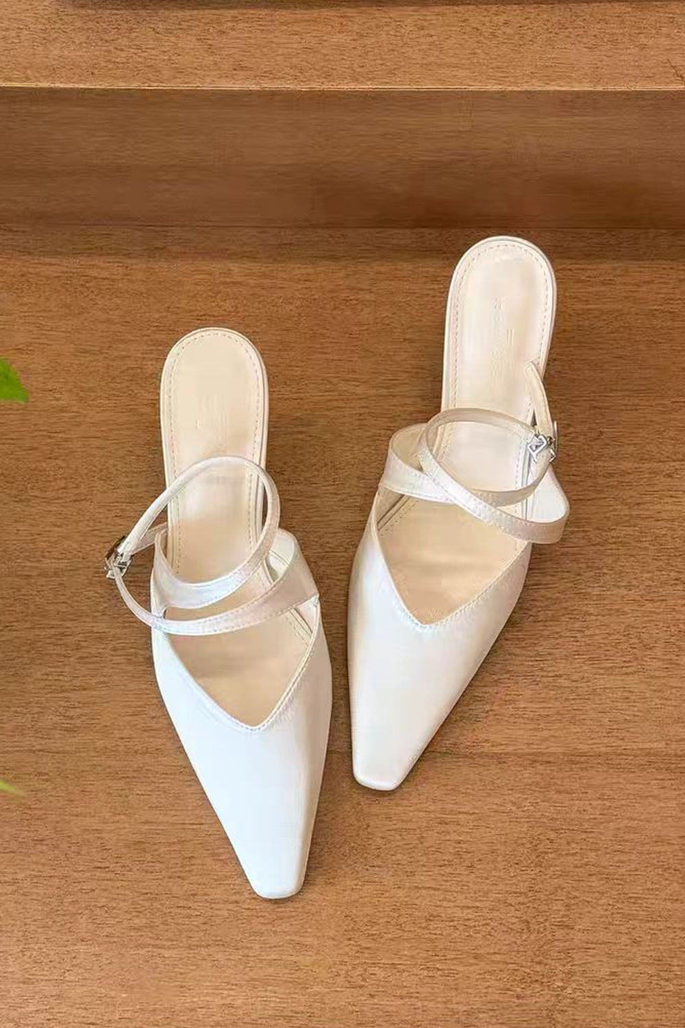 Luxury Satin Slender Ankle-Strap Pointed Toe Pump Wedding Shoes 35 / As Pic