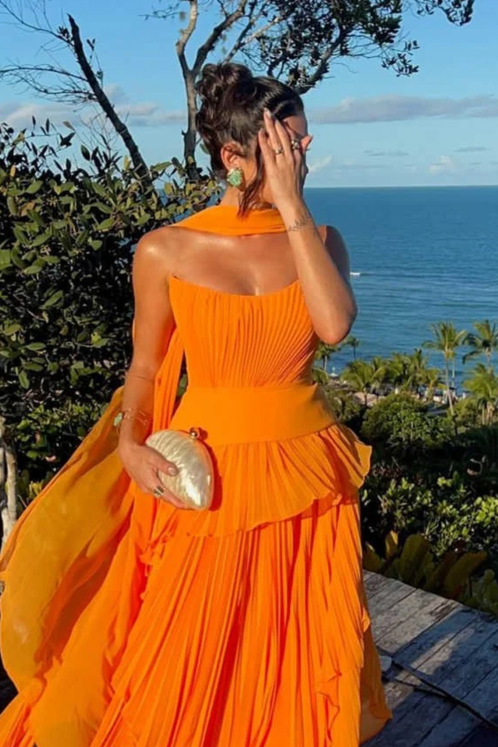 orange ruffle prom dress Clarisse 2013 Outrageuous Orange Strapless Sweetheart High low Beaded Ruffle Prom Gown 2130