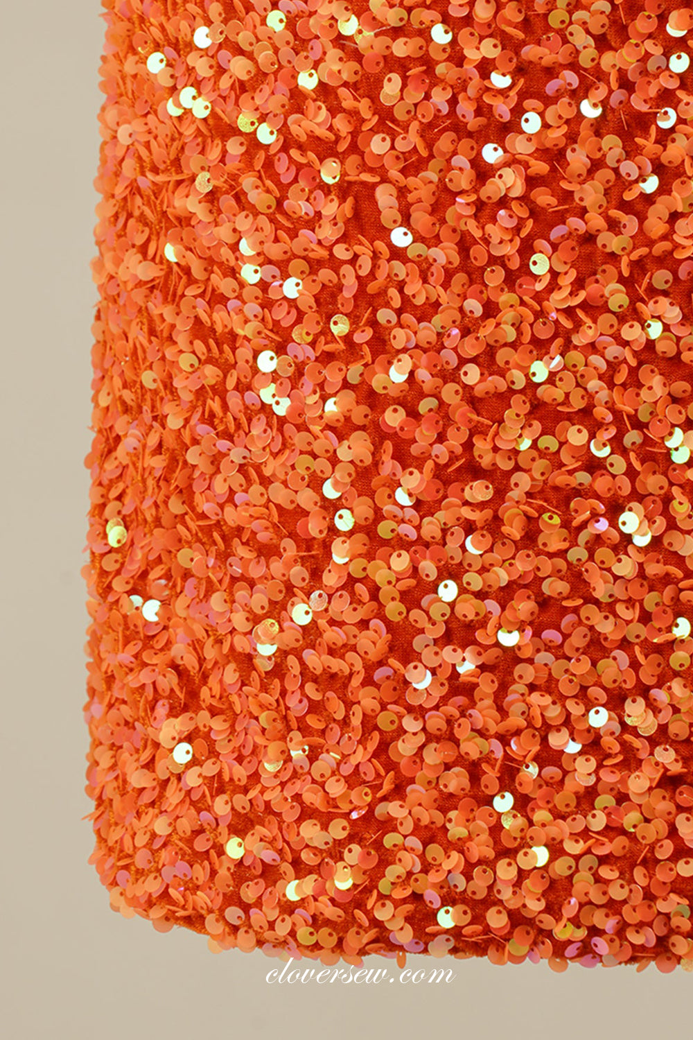 Orange Sequin One Shoulder Open Back Sheath Short Fashion Dresses, CH0071