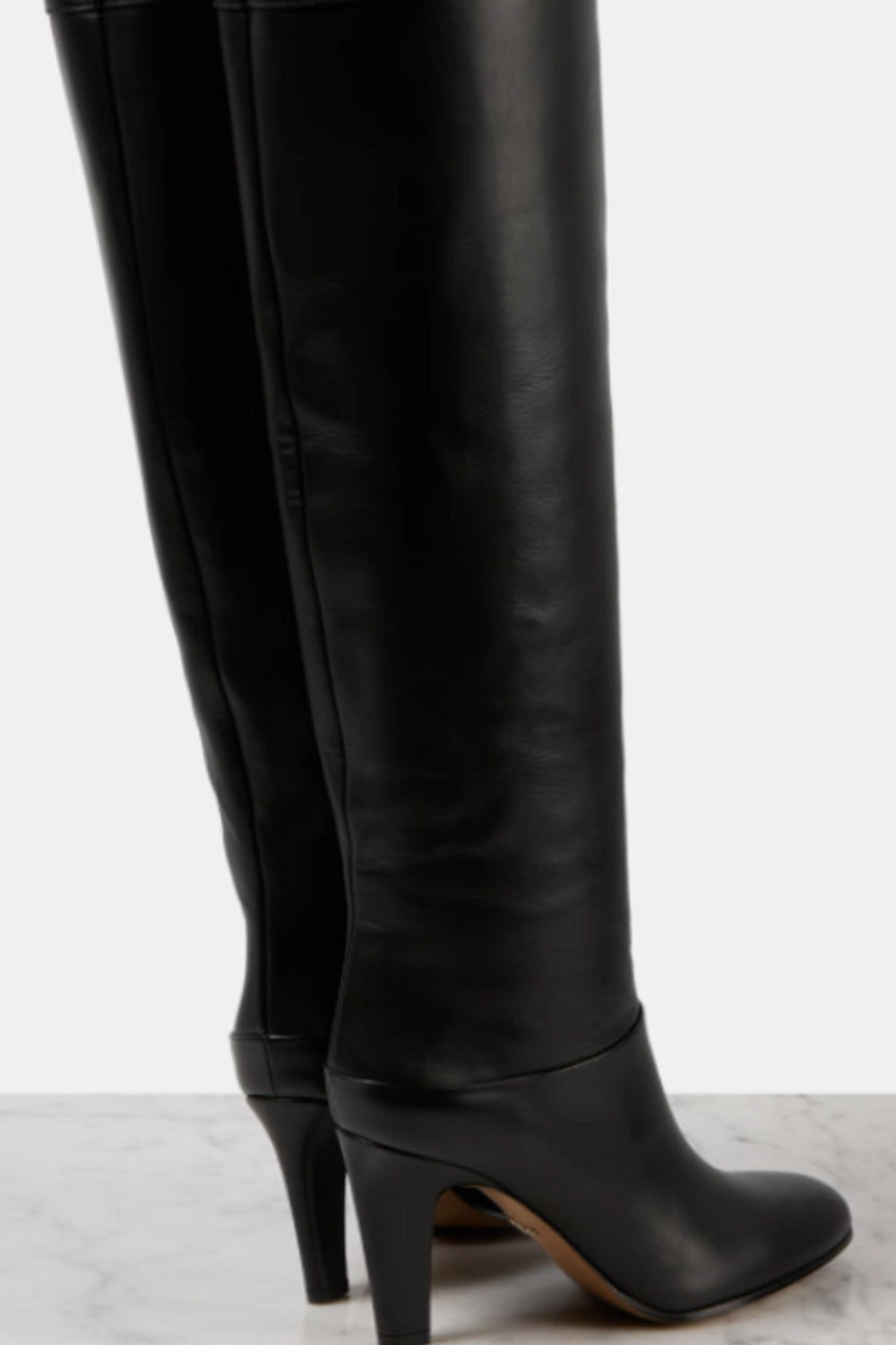 Round-toe Leather Over-the-knee Plus Size 46 Slip-on High-heeled Boots