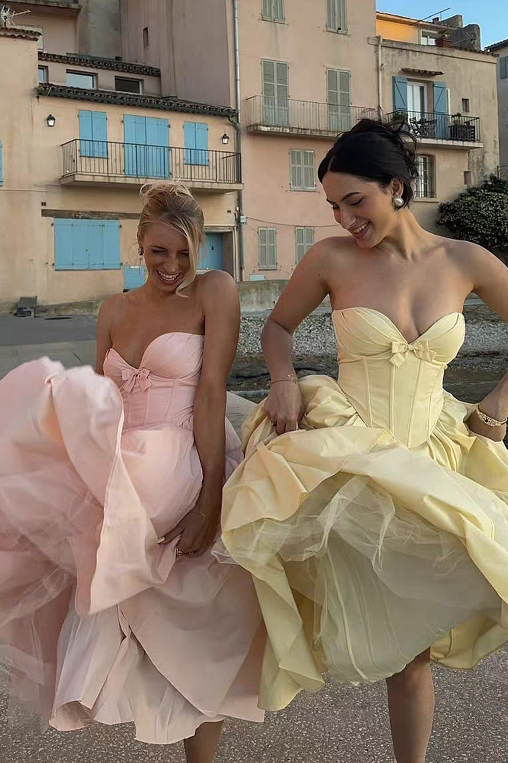 Satin Strapless Corset Top Fluffy A-line Skirt Ankle Length Prom Dress clover sew Satin Strapless Corset Top Fluffy A-line Skirt Ankle Length Prom Dress clover sew