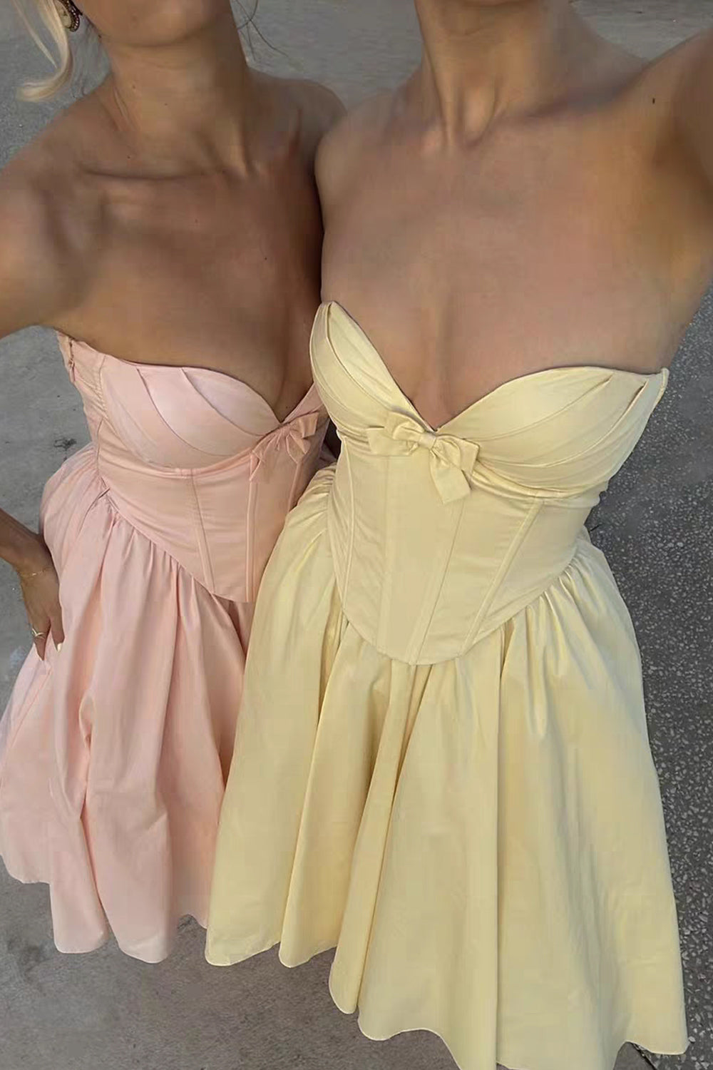 Satin Strapless Corset Top Fluffy A-line Skirt Ankle Length Prom Dresses, CP1102