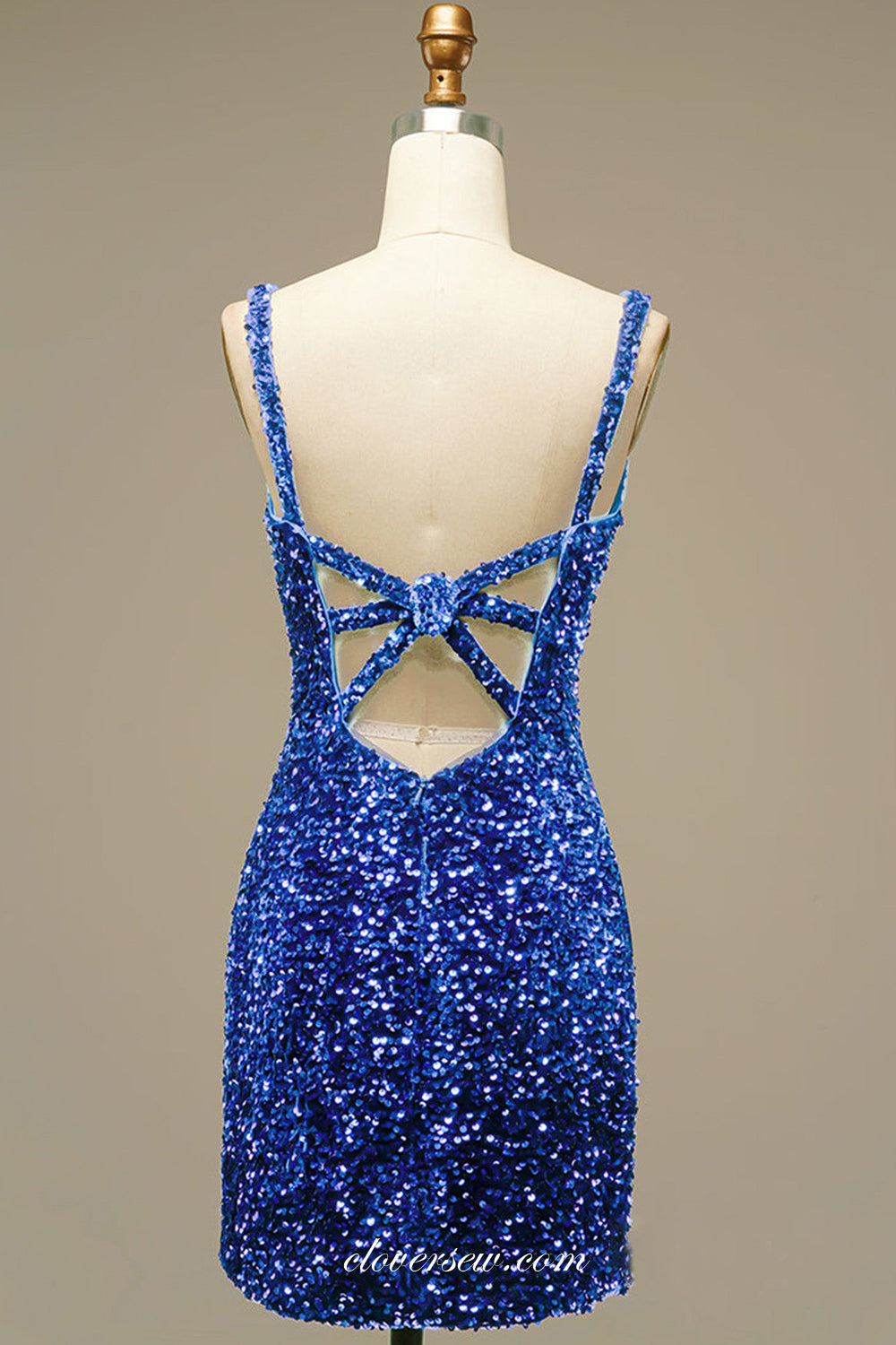 Sky Blue Sequin V-neck Sheath Sleeveless Short Shiny Party Dresses, CH clover sew Sky Blue Sequin V-neck Sheath Sleeveless Short Shiny Party Dresses, CH clover sew