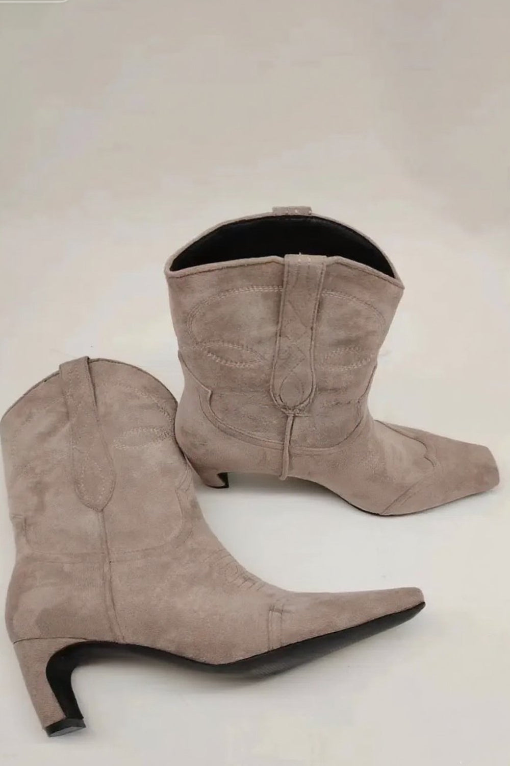 Square-toe Embroidered Ankle Boots Slip-on Suede Plus Size Autumn Winter Boots