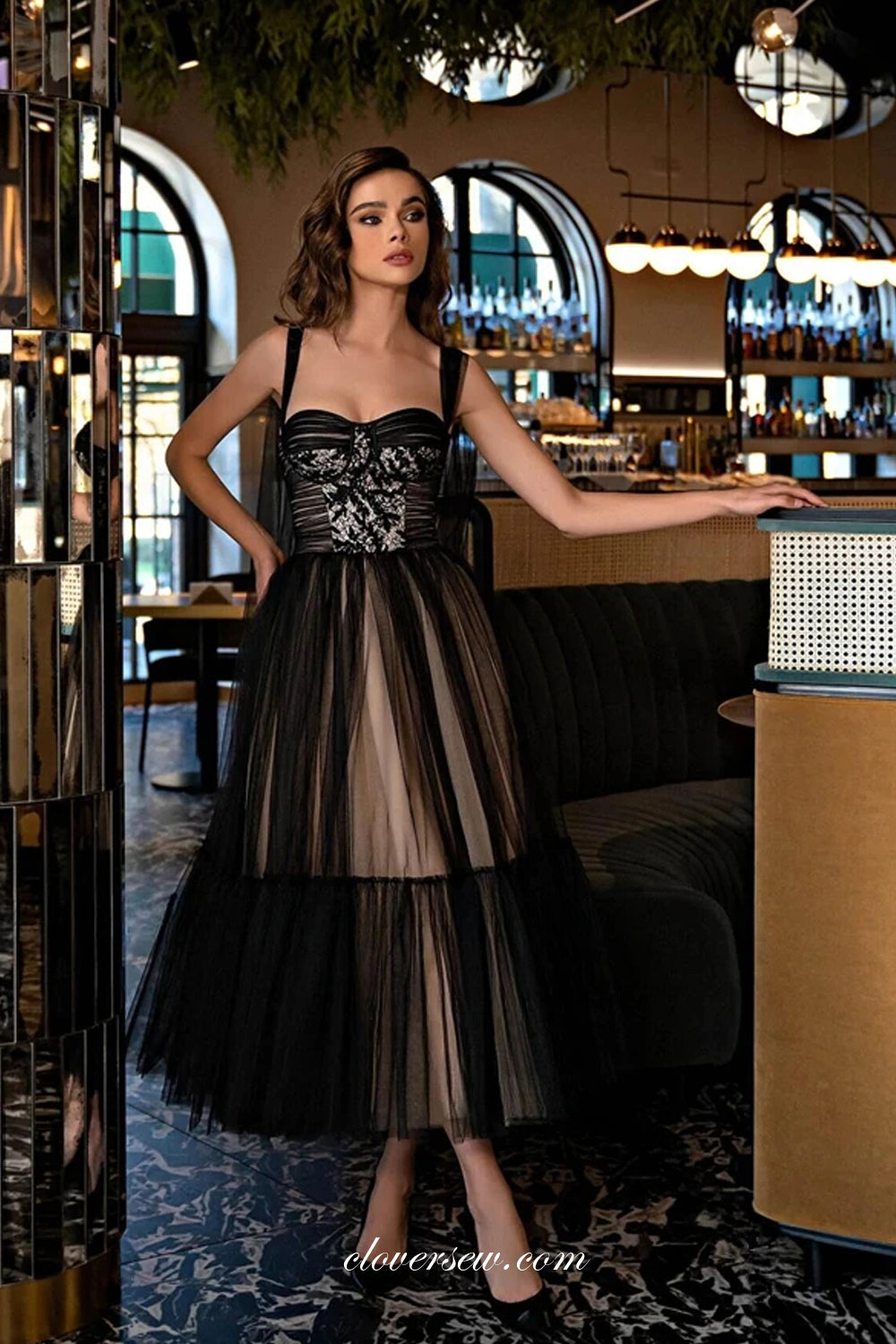Sweetheart Sleeveless Lace Pleating Tulle Ankle Length Fashion Prom Dresses, CP1083