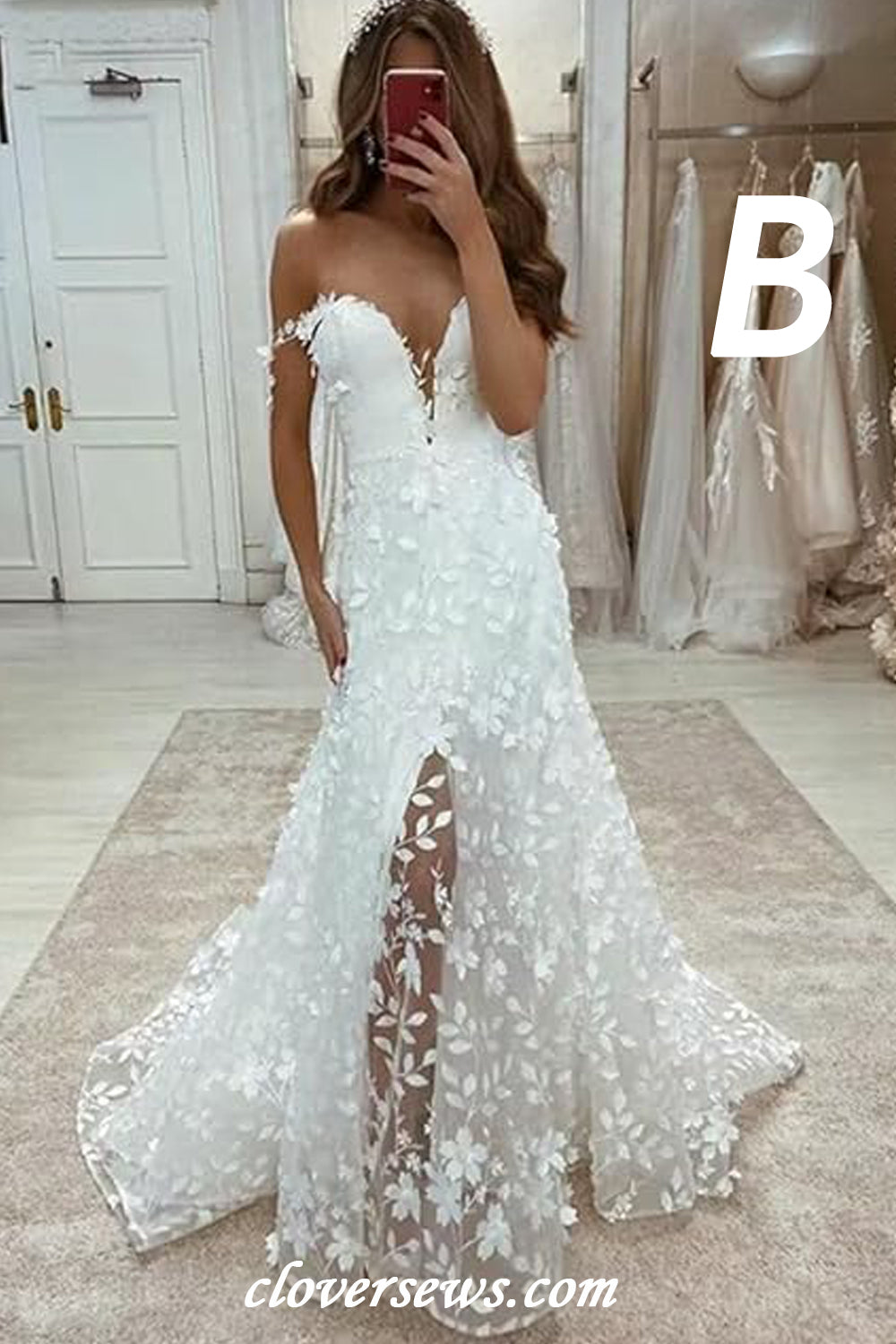 leafy lace wedding dress Tulle and Leaf Lace Wedding Dress
