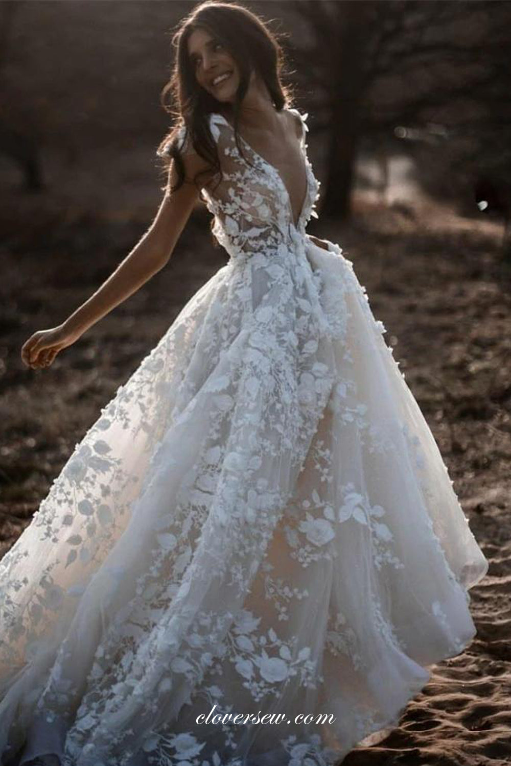 3D Floral Lace Cap Sleeves Backless A-Line Stunning Wedding Dresses, CW0271 US14 / Custom Color(Leaving A note) 3D Floral Lace Cap Sleeves Backless A-Line Stunning Wedding Dresses, CW0271 US14 / Custom Color(Leaving A note)
