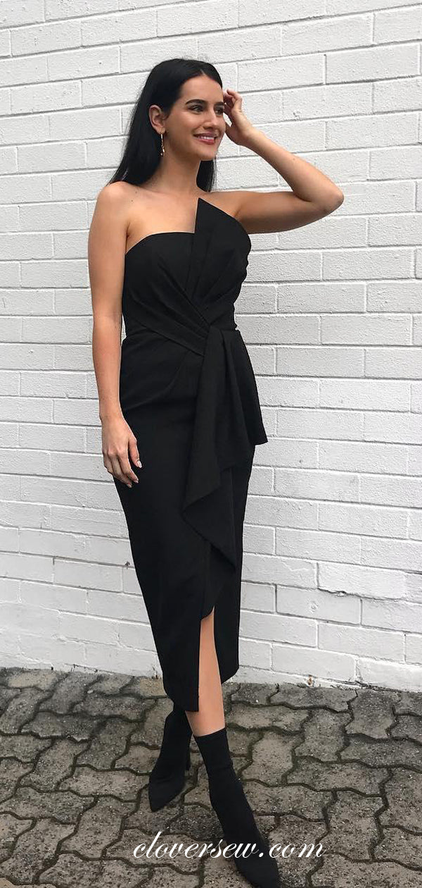 Black Strapless Pleating Bowknot Sheath Short Bridesmaid Dresses,CB0144 Black Strapless Pleating Bowknot Sheath Short Bridesmaid Dresses,CB0144