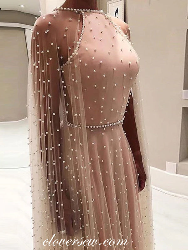 Blush Pink Beaded Tulle Long Sleeves A-line Prom Dresses,CP0248 clover sew Blush Pink Beaded Tulle Long Sleeves A-line Prom Dresses,CP0248 clover sew