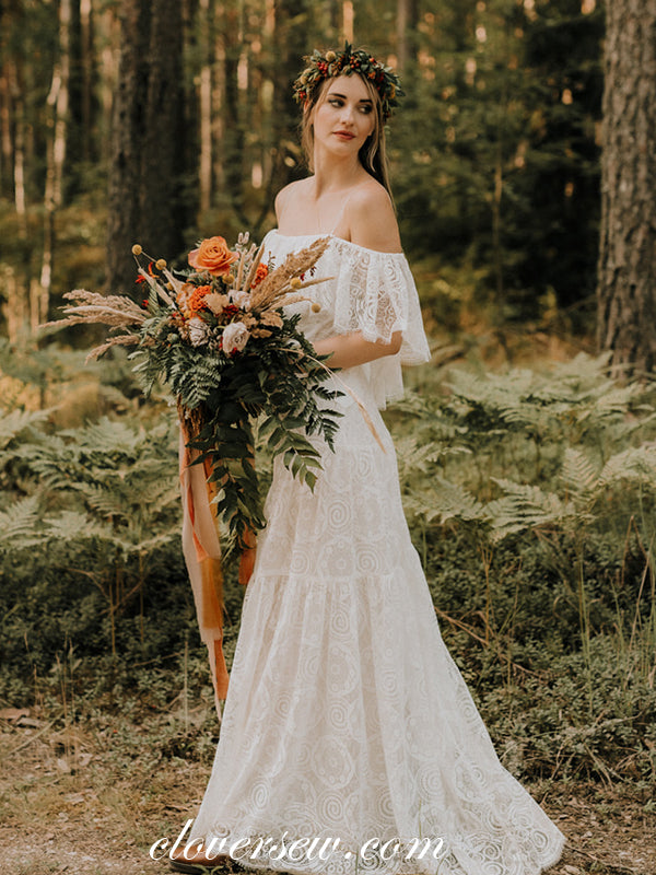 Boho Fully Lace Off The Shoulder Mermaid Charming Wedding Dresses, CW0 clover sew Boho Fully Lace Off The Shoulder Mermaid Charming Wedding Dresses, CW0 clover sew