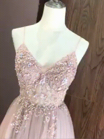 Fashion Bead Applique V-neck Spaghetti Strap Prom Dresses ,CP0147