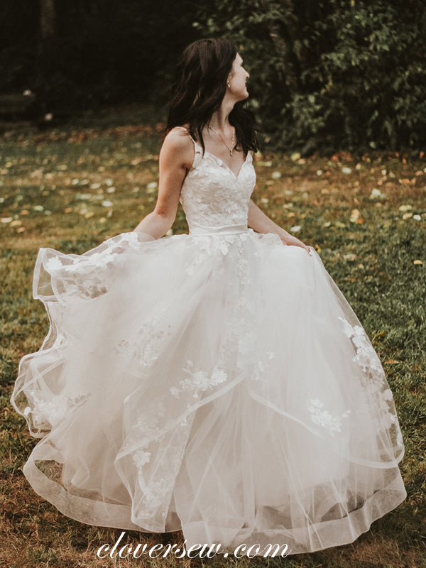 Charming Lace Ivory Tulle V-neck A-line Wedding Dresses , CW0055 clover sew Charming Lace Ivory Tulle V-neck A-line Wedding Dresses , CW0055 clover sew