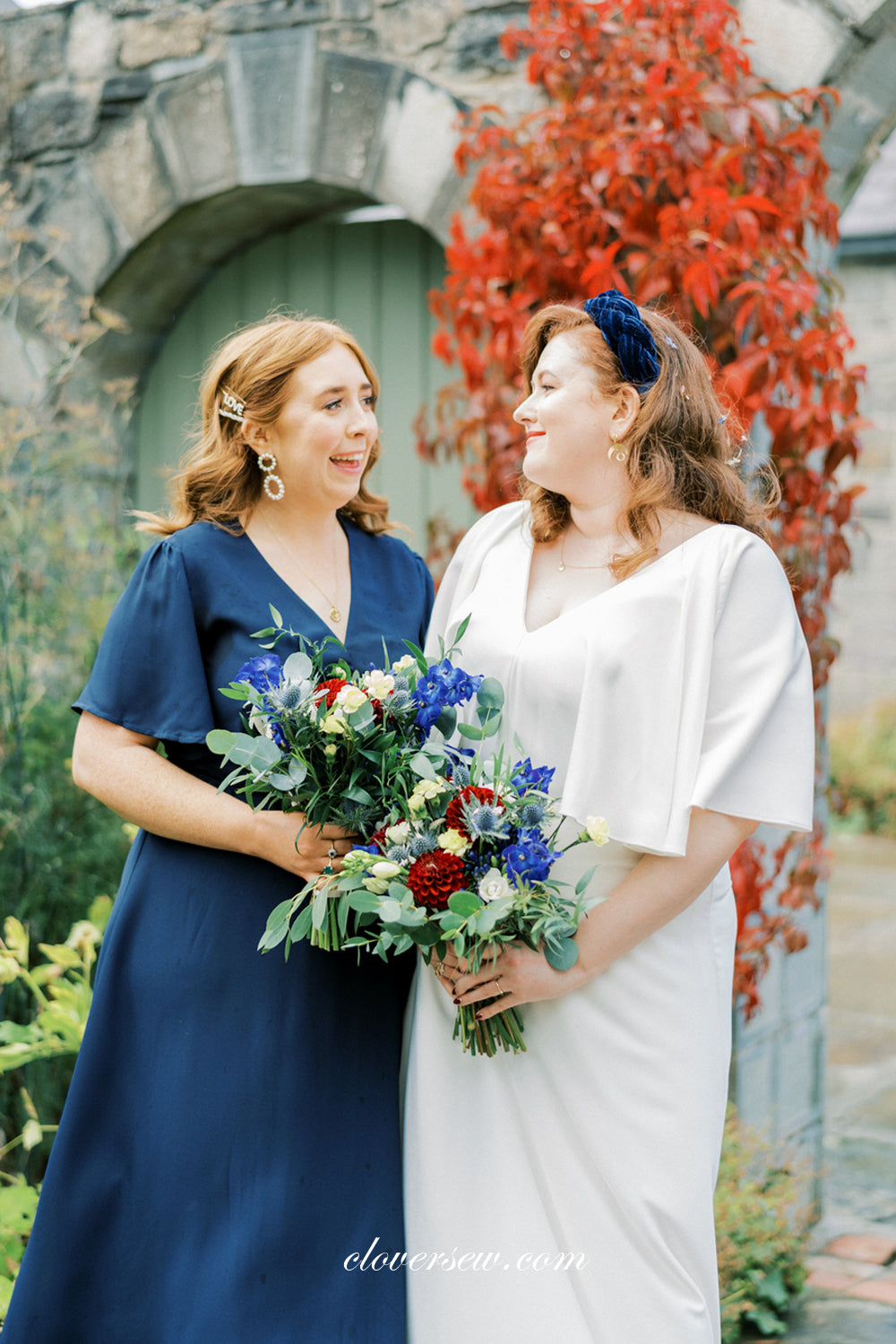 Chiffon V-neck A-line Half Sleeves Ankle-length Bridesmaid Dresses, CB0262