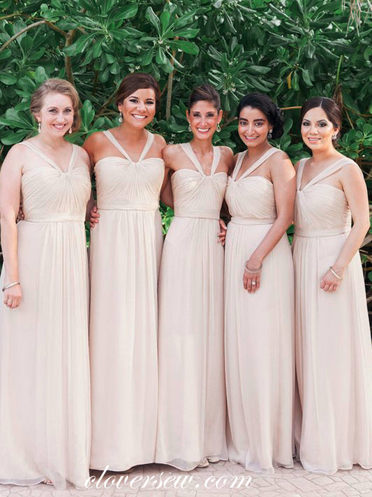 Chiffon Halter Sweetheart Long Bridesmaid Dresses, CB0031