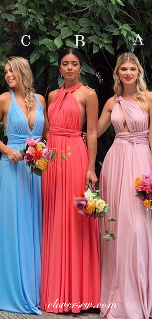 Convertible Jersey Mismatched Sleeveless A-line Bridesmaid Dresses, CB0091 Convertible Jersey Mismatched Sleeveless A-line Bridesmaid Dresses, CB0091