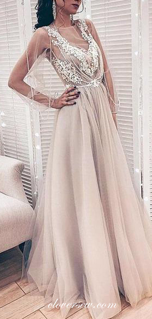 Dark Ivory Two Piece Convertible Long Sleeves Wedding Dresses,CW0154