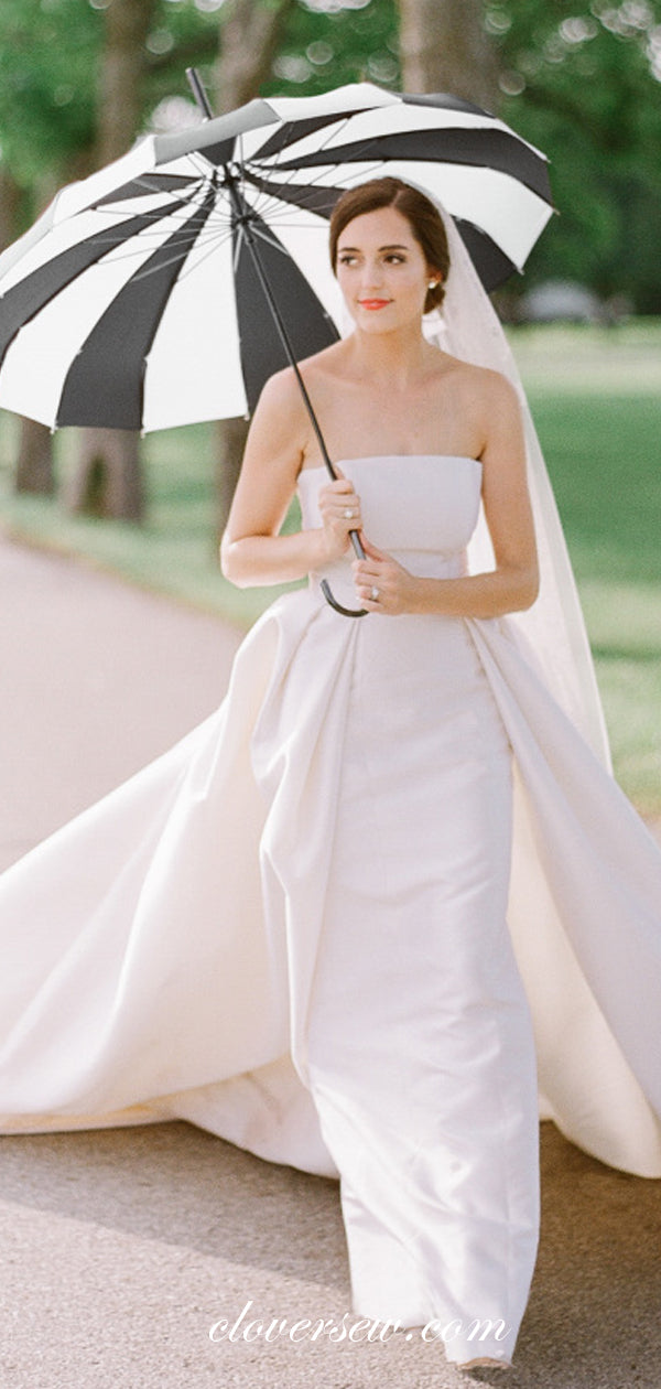 Dark Ivory Satin Strapless With Detachable Train Wedding Dresses , CW0041