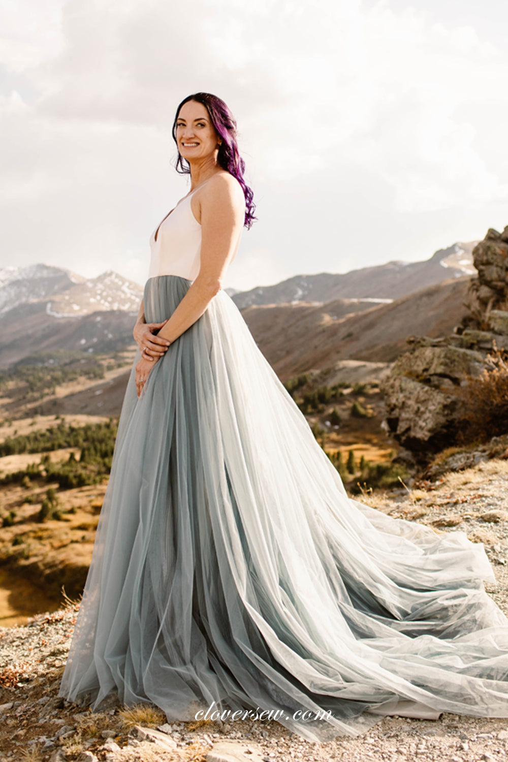 Dress For Ombre Wedding Dress, Blue Wedding Dress, Tulle Wedding