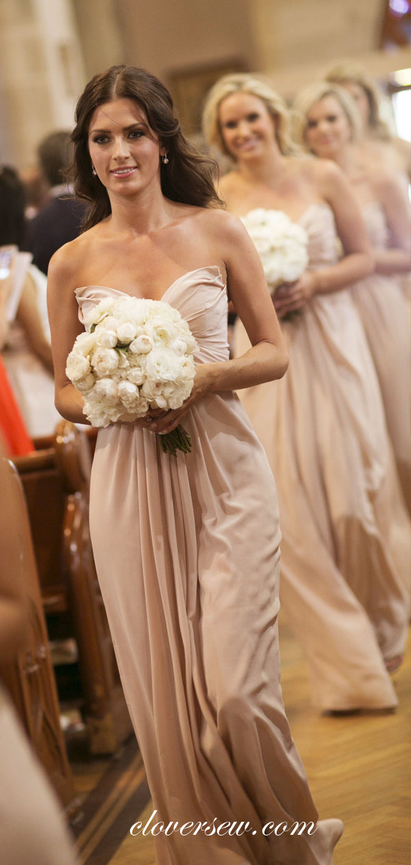 Dusty Pink Chiffon Pleat Sweetheart Strapless Bridesmaid Dresses ,CB0171