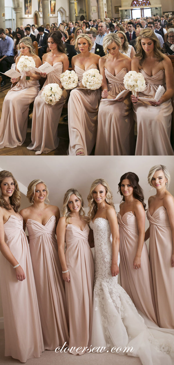 Dusty Pink Chiffon Pleat Sweetheart Strapless Bridesmaid Dresses ,CB01 clover sew Dusty Pink Chiffon Pleat Sweetheart Strapless Bridesmaid Dresses ,CB01 clover sew