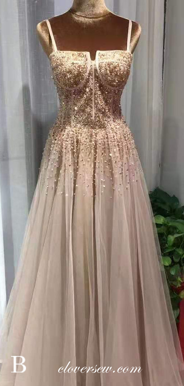 Dusty Pink Shiny Bead A-line Mismateched Fashion Prom Dresses, CP0663
