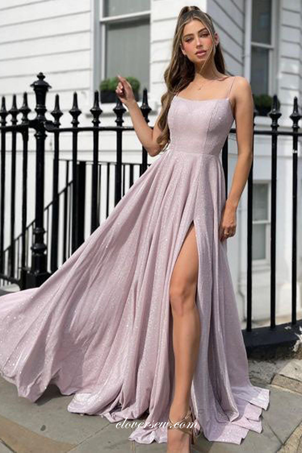 Dusty Purple Shiny Satin Spaghetti Strap Lace Up Back Prom Dresses, CP0844 US10 / Custom Color(Leaving A note) Dusty Purple Shiny Satin Spaghetti Strap Lace Up Back Prom Dresses, CP0844 US10 / Custom Color(Leaving A note)