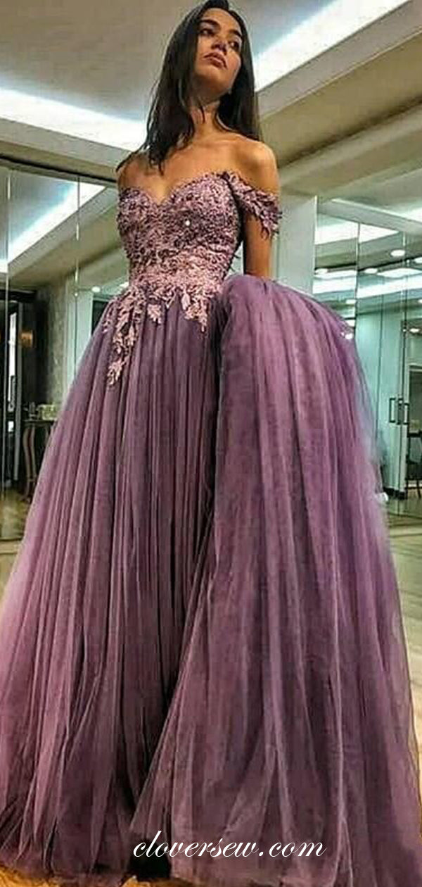 dusty purple formal dress V-Neck Long Sequin Prom Dress with Lace-Up Back Royal / 4