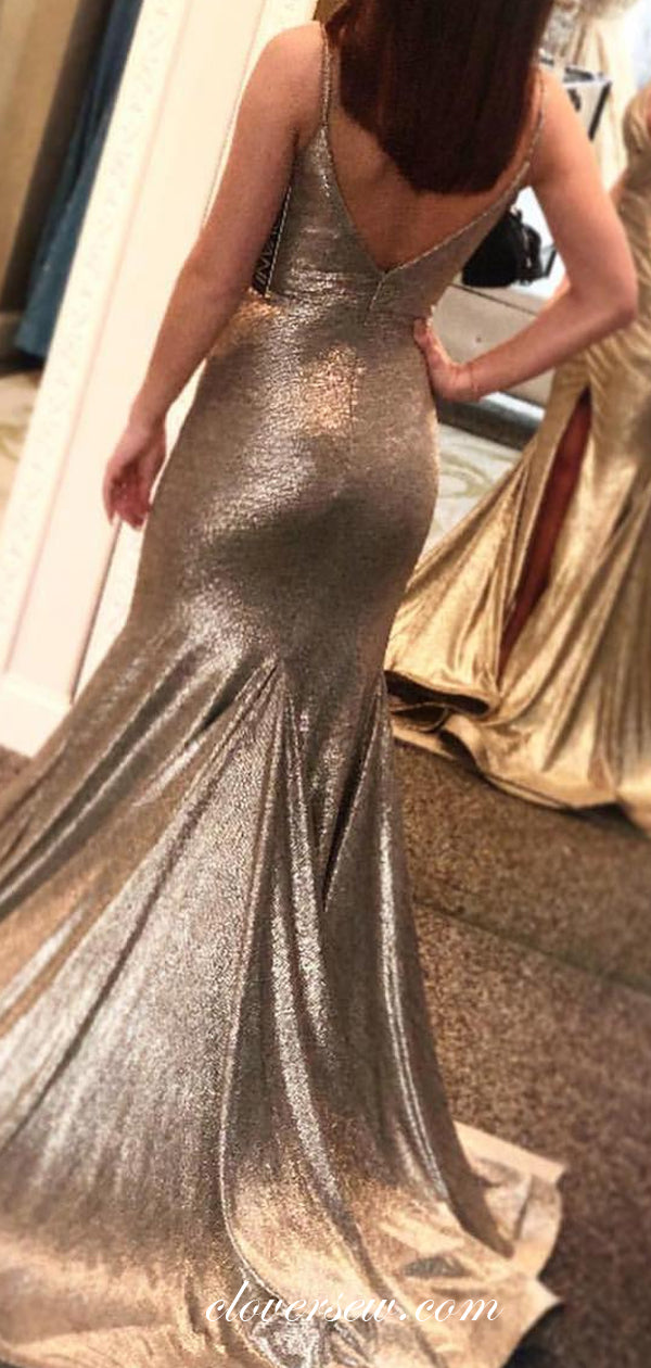 Fashin Shiny Satin Spaghetti Strap Mermaid Prom Dresses,CP0204