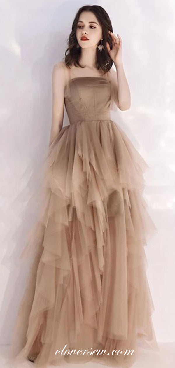 Fashion Ruffles Tulle Lace Up Back A-line Prom Dresses, CP0532