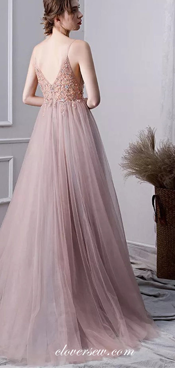 Fashion Bead Applique V-neck Spaghetti Strap Prom Dresses ,CP0147