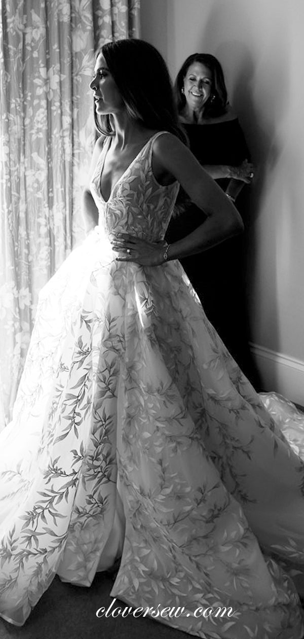 Fashion Leaves Lace Convertible Two Piece Detachable Wedding Dresses, clover sew Fashion Leaves Lace Convertible Two Piece Detachable Wedding Dresses, clover sew